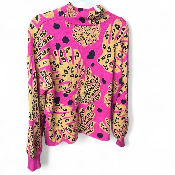 Dance Around It Mixed Print Sweater – Fuchsia Pink, Large 🐆💗 - Picture 3 of 11